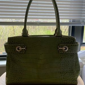Ann Taylor Green Crocodile Leather Bag